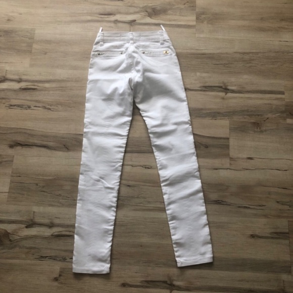 Snakeskin Front White Stretchy Skinny Jeans with Gold Details - Picture 9 of 10